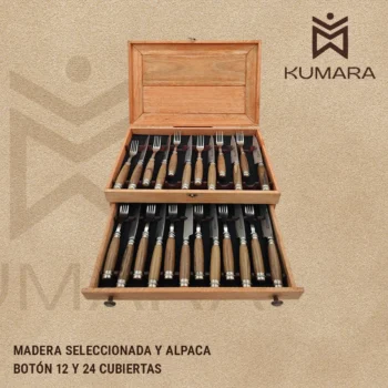 Juego de mesa Cabo madera con alpaca
